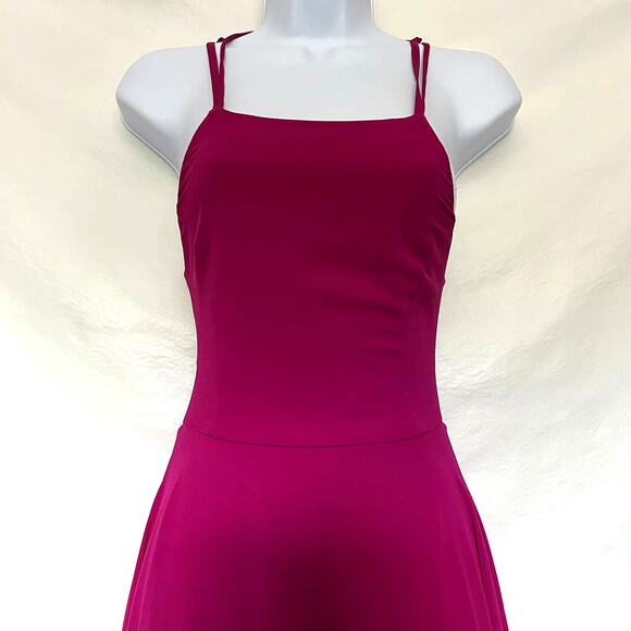 Lulus Strappy to be Here Maxi Dress Sz Small Fuchsia Corsette Apron Neck Prom - Picture 14 of 16